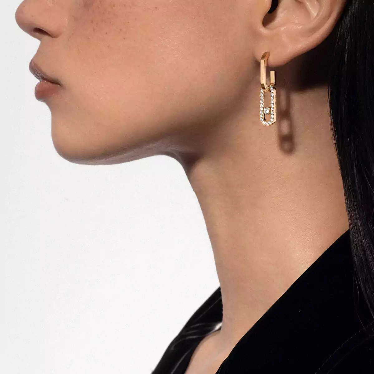 Move Link Diamond Earrings in Yellow Gold | Messika 12469-YG
