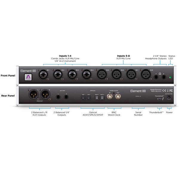 Apogee(アポジー) ／ ELEMENT88 - 8イン8アウト Thunderbolt
