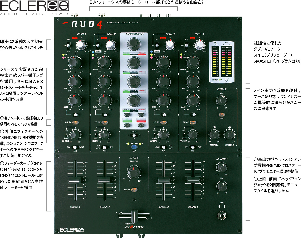 ECLER】エクラー nuo3.0 DJミキサー ECLER NUO 3 高音質 DJミキサー