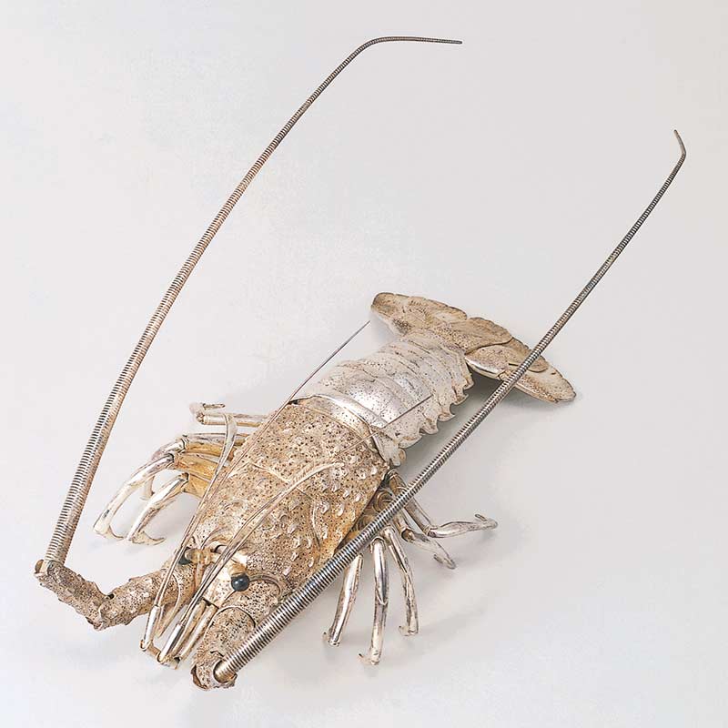 自在置物 伊勢海老 自在置物 伊勢海老 在銘明珍宗春 高松藩甲冑師 江戸