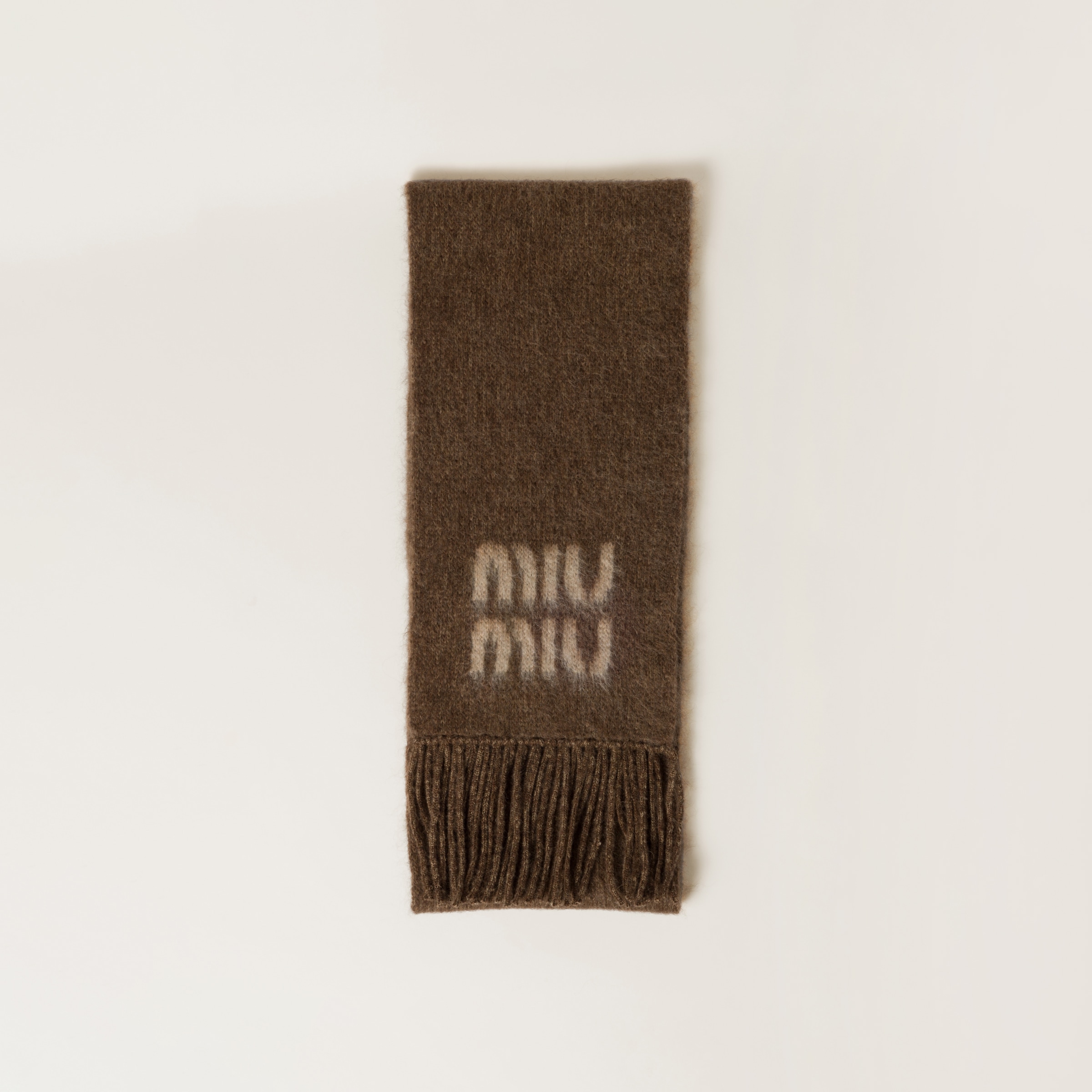 Tobacco Wool And Mohair Scarf | Miu Miu