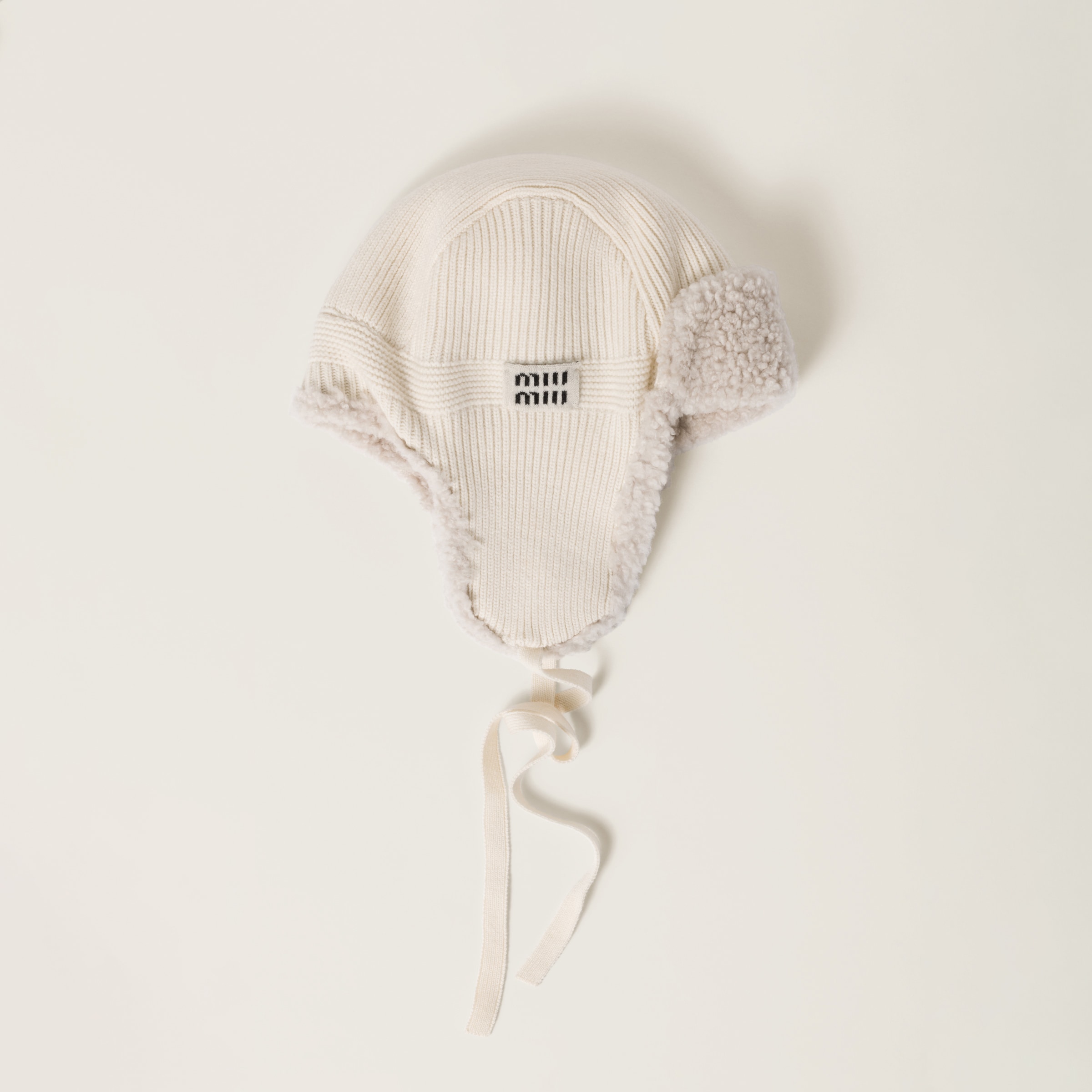 White Wool, Cashmere And Shearling Trapper Hat | Miu Miu