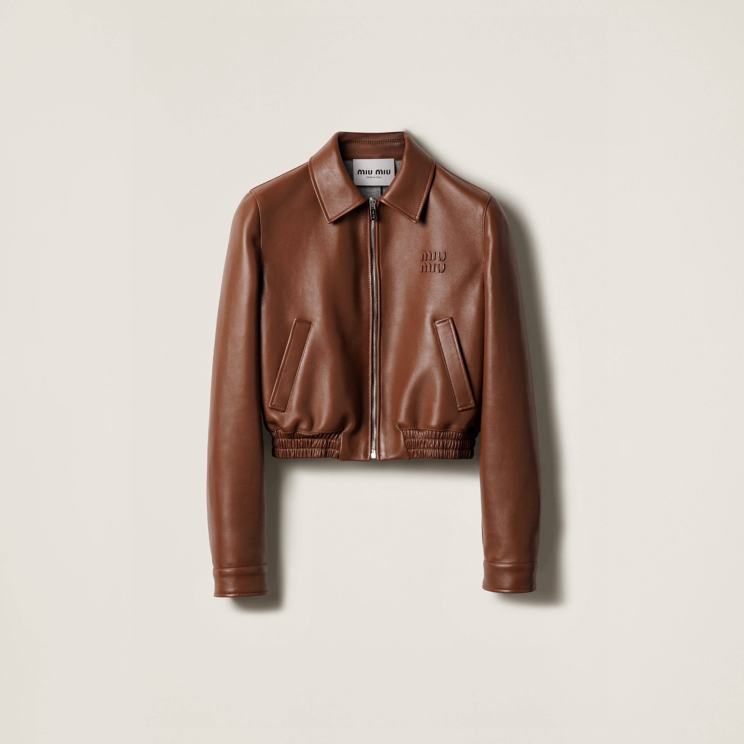Maple Brown Suede Nappa Leather Jacket | Miu Miu