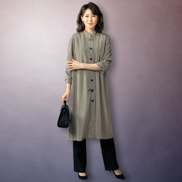 和調プリントちりめんワンピースジャケット | 京都通販ミセスの