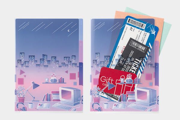 クリアファイル｜3ポケットクリアホルダー＜A5＞ シティポップ柄