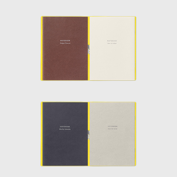 ストア限定】ノートカバー2冊用 バンド付き＜A6＞ 紺×イエロー