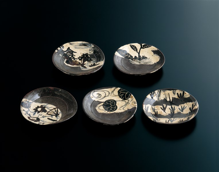 尾形乾山 染付皿5枚 共箱 トヒオ 東さ7-0323☆2F 尾形乾山 染付皿5枚