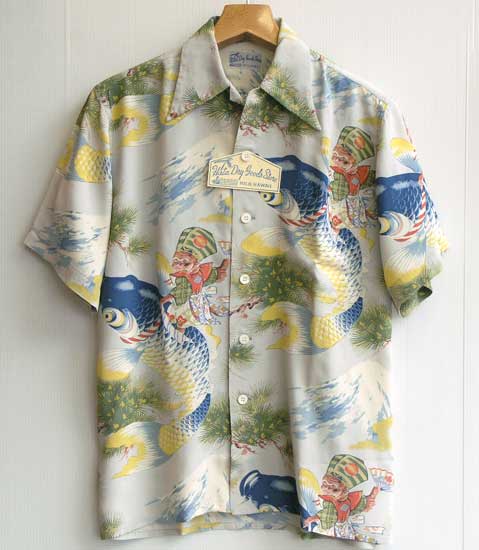 SUNSURF】サンサーフ・復刻スペシャル半袖アロハ「MONKEY THE CARP