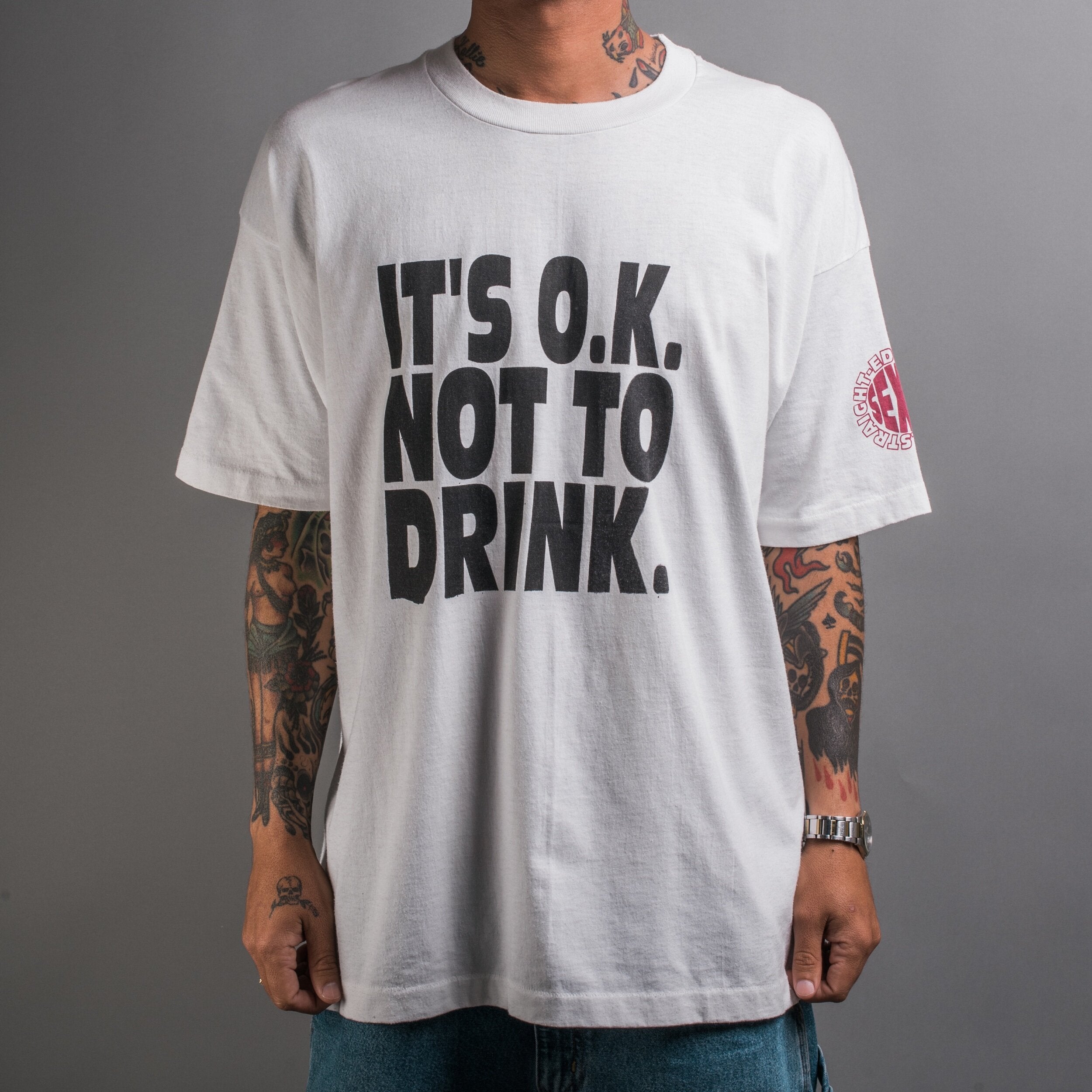 Vintage 90's Straight Edge As Fuck Prod It's Okay Not To Drink T