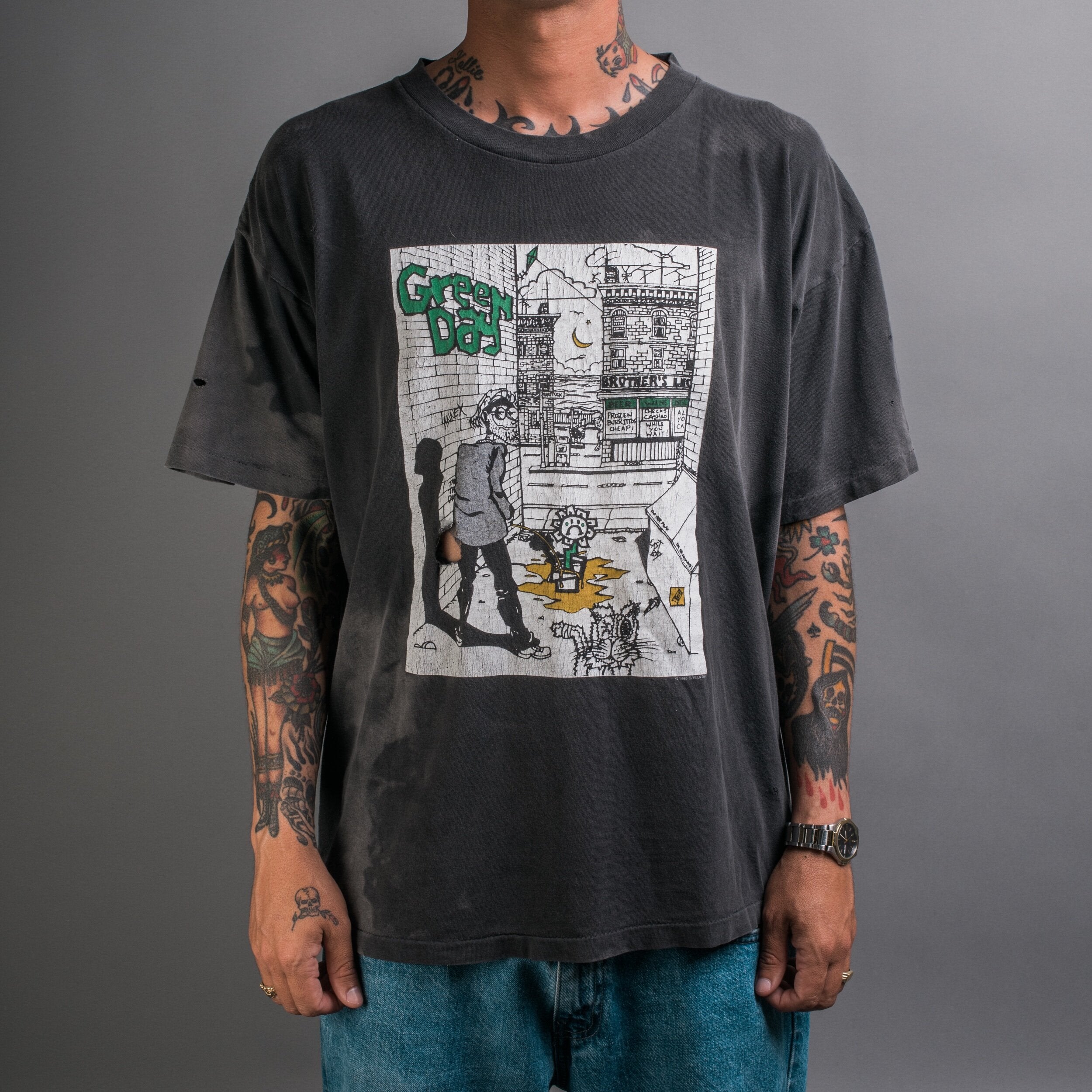 Vintage 1994 Green Day Dookie Tシャツ XL 深緑 Vintage Green Day