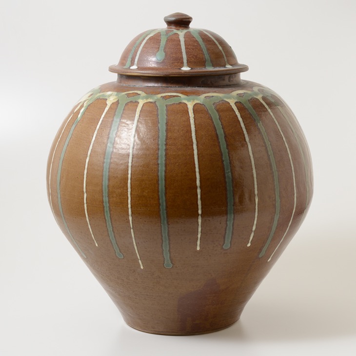 朝 明治時期 古上野 小石原焼 小鹿田焼 茶壺 つぼ 蓋つき 時代 骨董