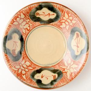 読谷山焼・北窯 松田米司 赤絵 尺皿 ｜ みんげい おくむら （日本と