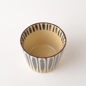 瀬戸焼 小春花窯 麦藁手 そば猪口 青 ｜ みんげい おくむら （日本と