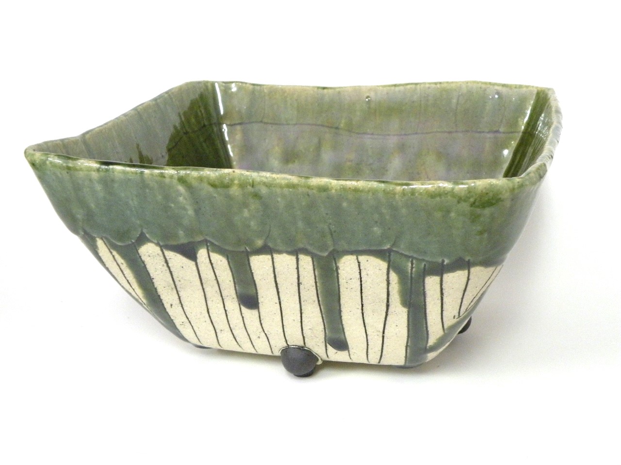 mf50623『織部 柳 菱形鉢』 /骨董品 古美術 古玩 アンティーク mf50623