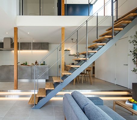 アイアン階段スケルトンささら桁踏み板鉄骨手摺てすりオーダーメイド