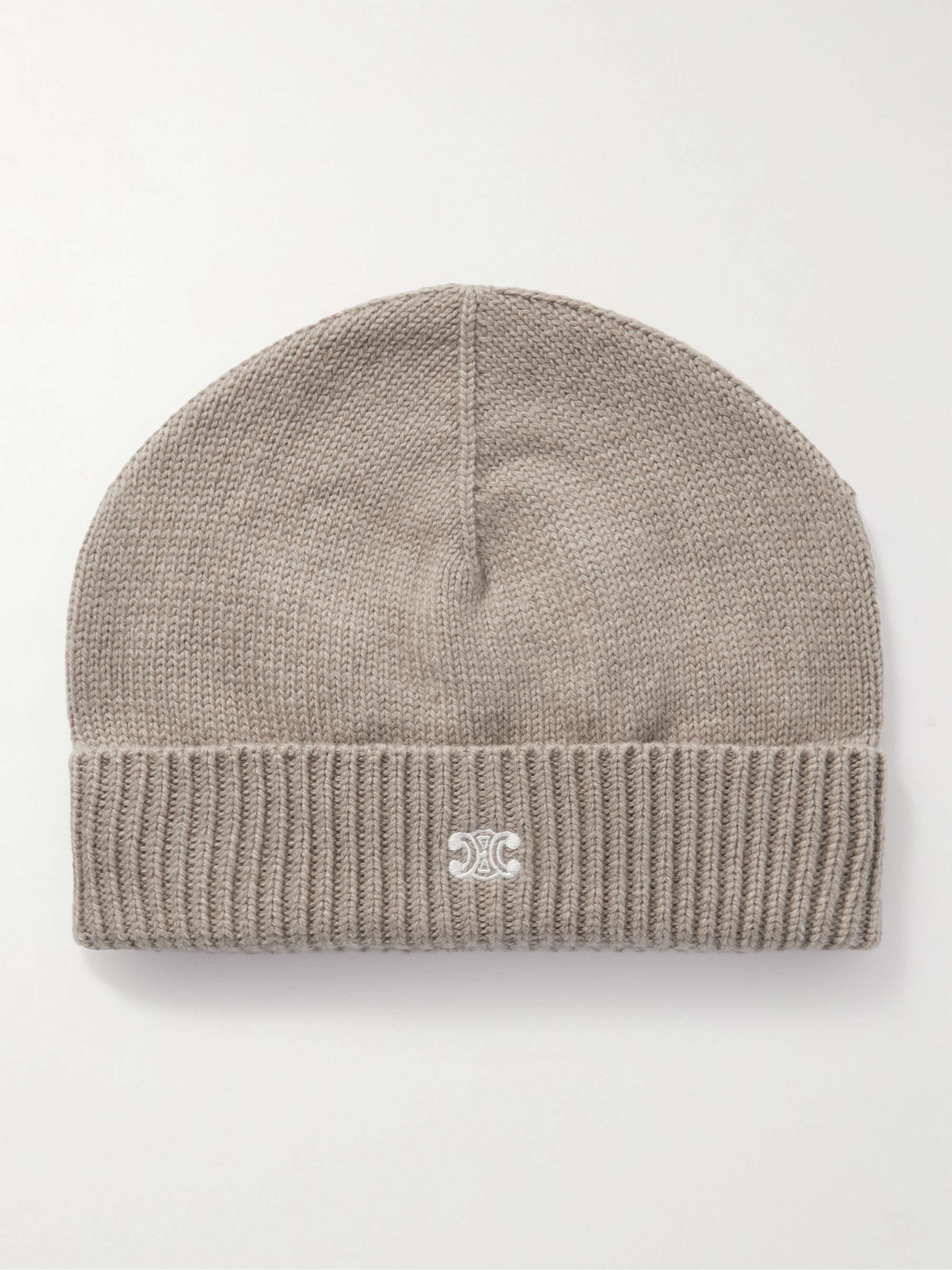 CELINE Logo-Embroidered Wool and Cashmere-Blend Beanie for Men