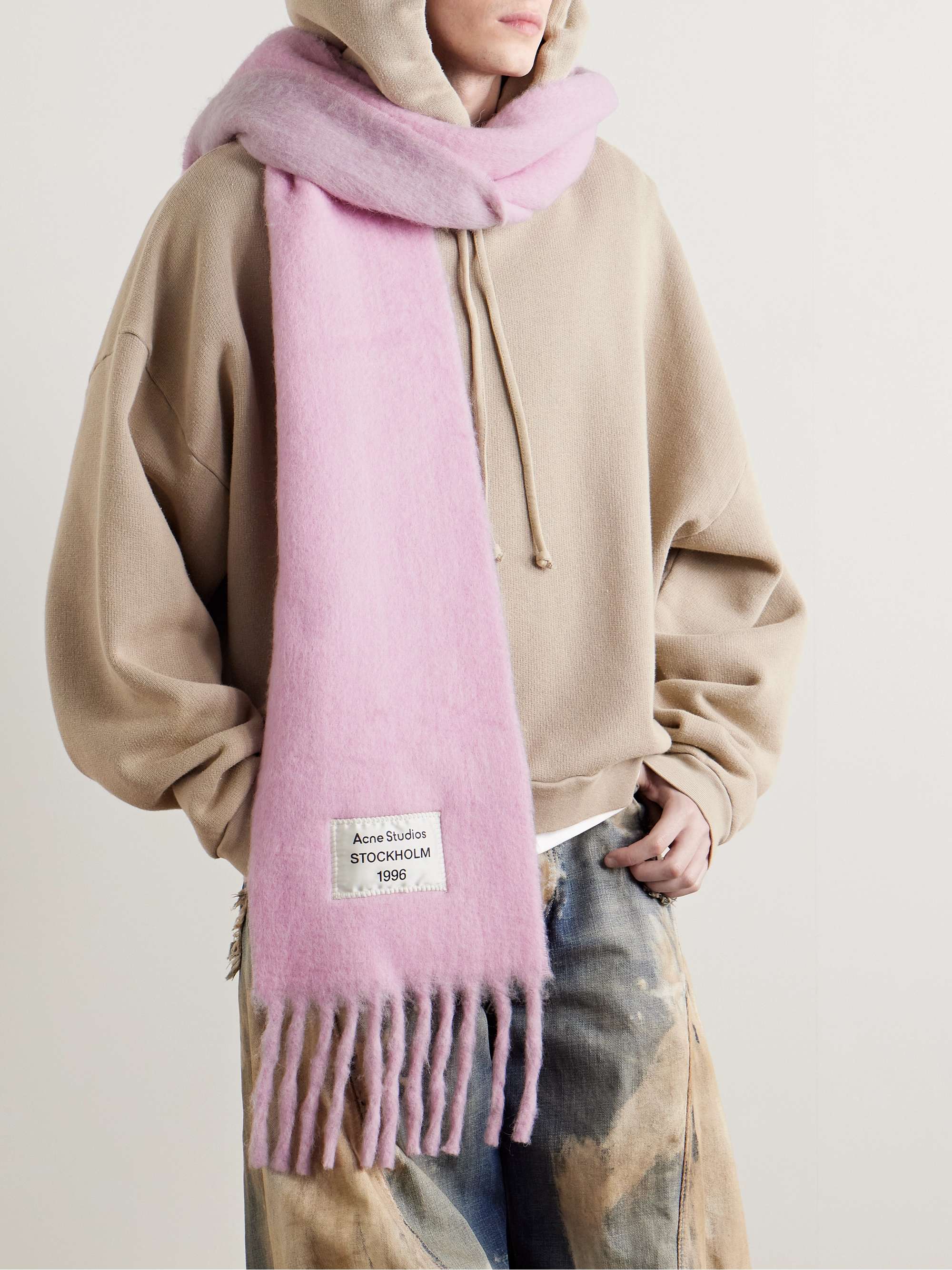 Acne Studios ピンク マフラー フリンジ付き Acne Studios(アクネ