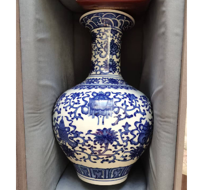 □大成古美術□青花纏枝花卉紋三管瓢箪瓶 清乾隆