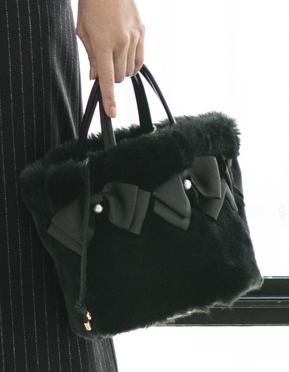 リボン付きフェイクファーバッグ | msgracy