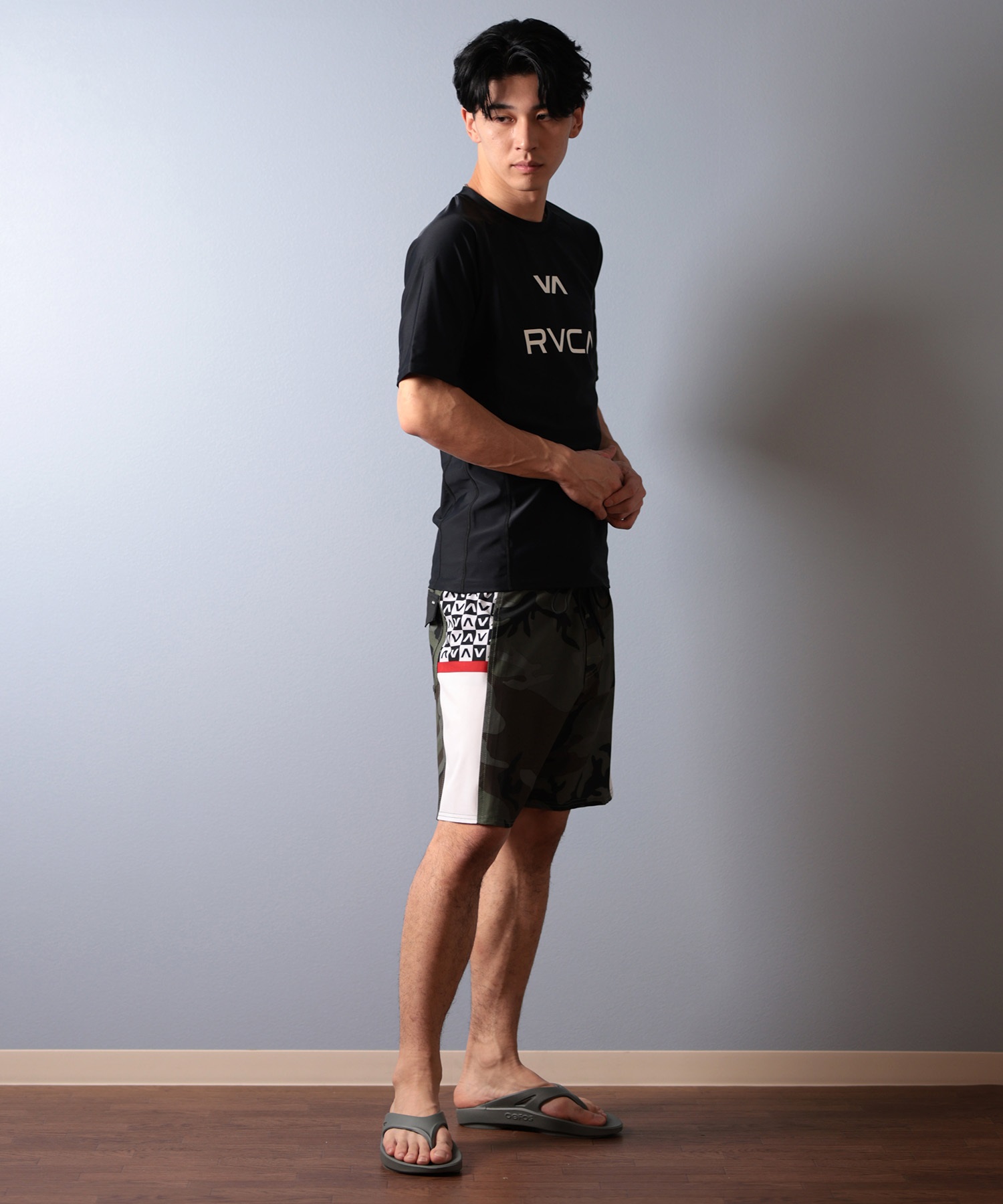 RVCA ルーカ 水着 ラッシュガード 半袖 Tシャツ メンズ ロゴ