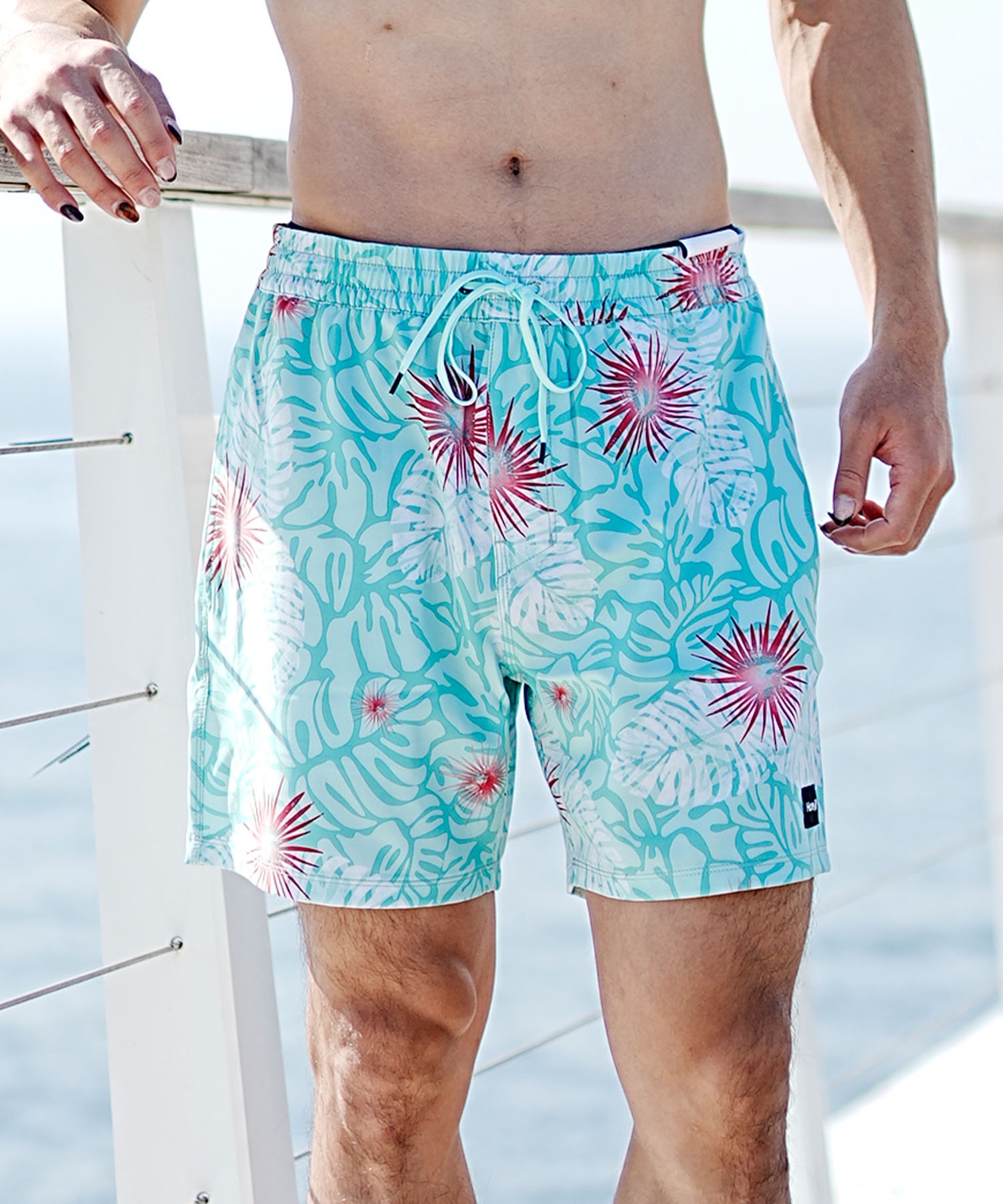 VEATM サーフパンツ 青白 カラーブロック COLOR BLOCKING SURF SHORTS