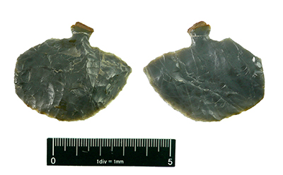 旧石器時代セット (出土品)石匙、石ナイフ、三角型石器、石銛、5