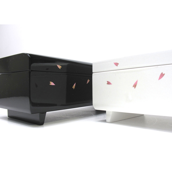 桜々 Sakura sakura 白牡丹 オルゴール付き 宝石箱 漆塗り 鏡付き 桜々