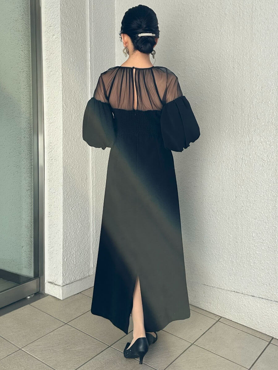 my closet / SOUFFLE SLEEVE GEORGETTE DRESS SBK