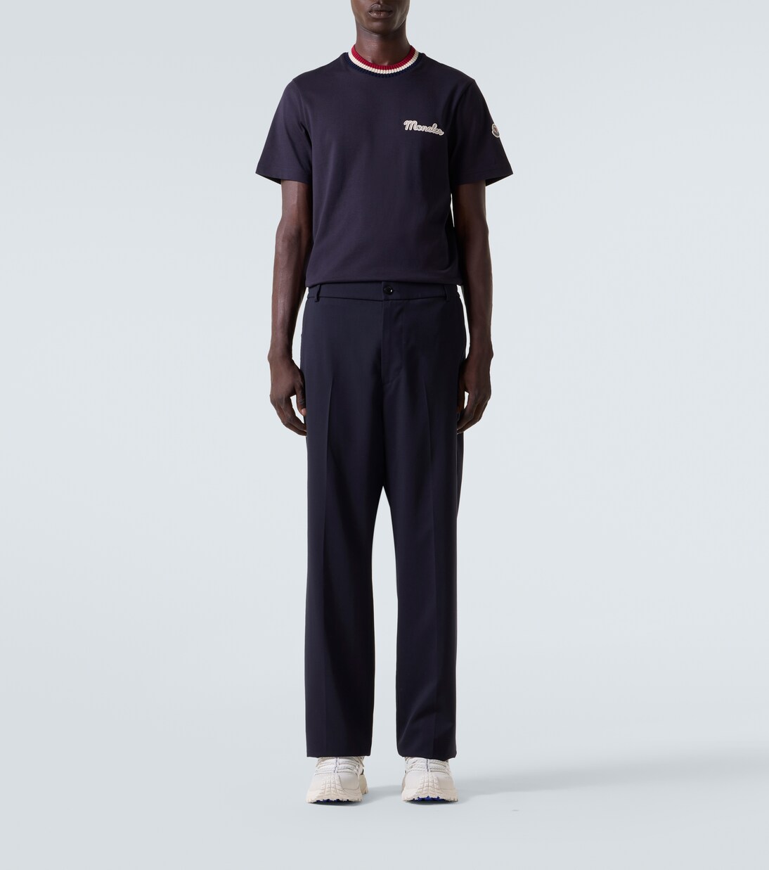 Logo cotton T-shirt in blue - Moncler | Mytheresa