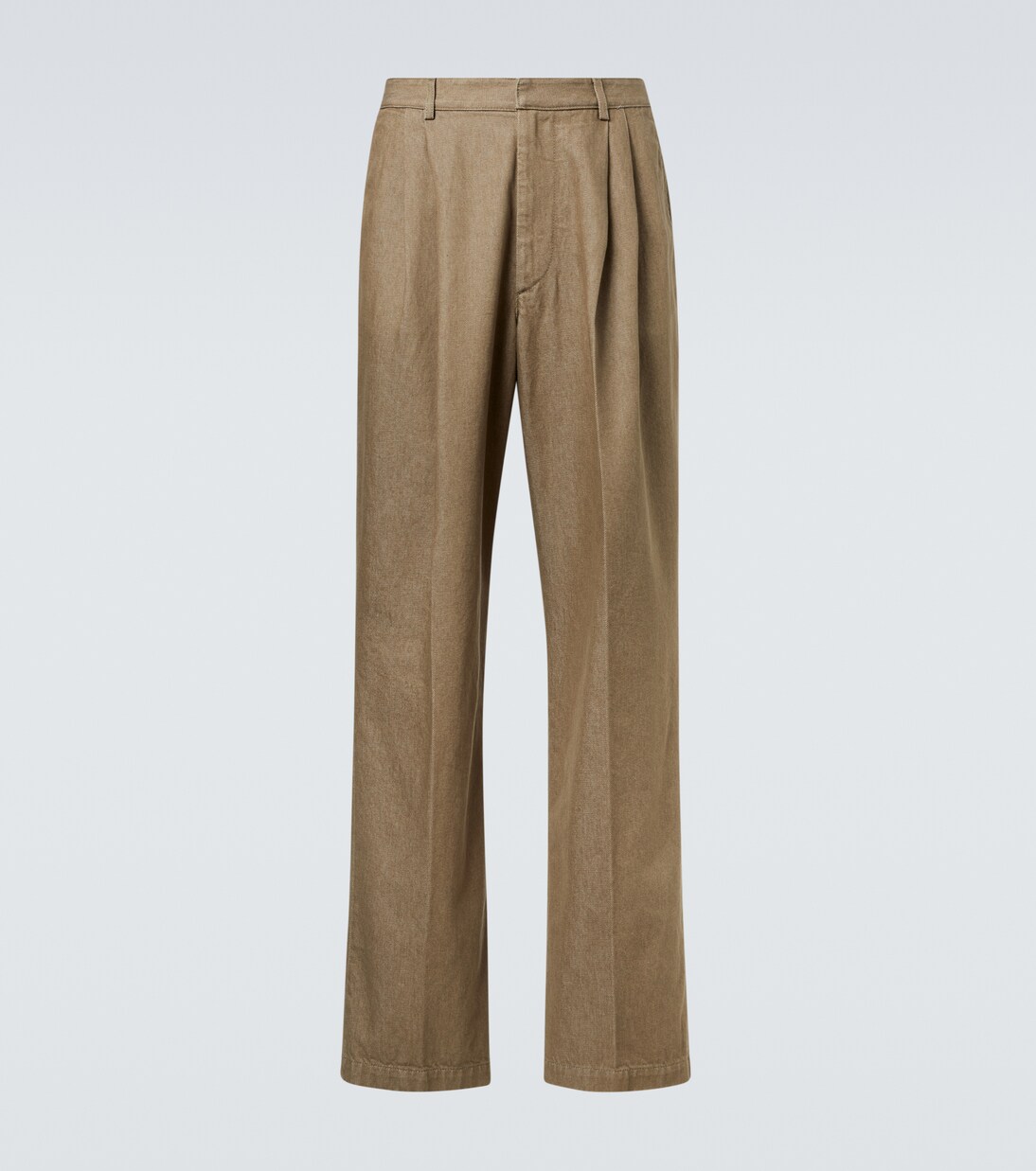 Pleated denim wide-leg pants in beige - Dries Van Noten | Mytheresa