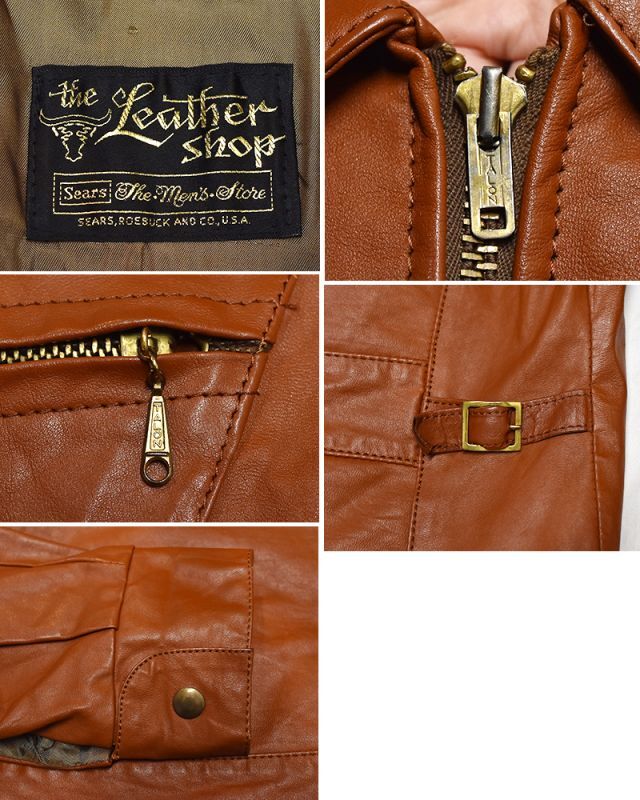 70's【ビンテージ】【Sears】【シアーズ】【ライトブラウン】【レザー