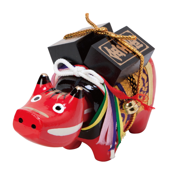 赤べこ 縁起物 金俵付き 置物 開運 福島 郷土玩具 縁起置物】「幸せを