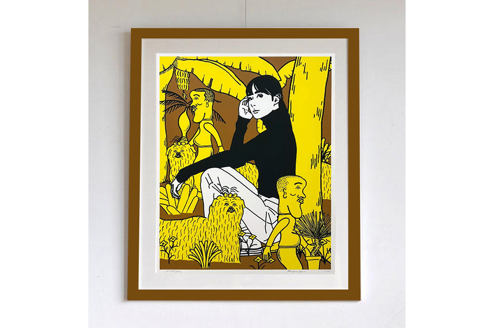 早い物勝ち❗️手作り額付きシルクスクリーン絵画 title「必勝ニャンコ