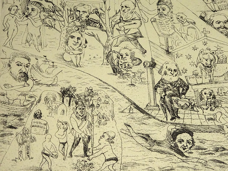 山本容子 版画「象の長鼻は臆病な探検家」1988 山本容子 版画「