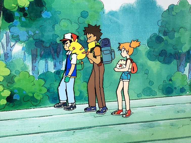 セル画額「ポケットモンスター サトシ、ピカチュウ、タケシ、カスミ