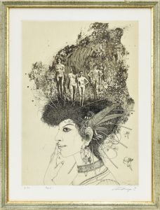 多賀 新（たが しん 銅板 猫，八 多賀新 銅版画作品