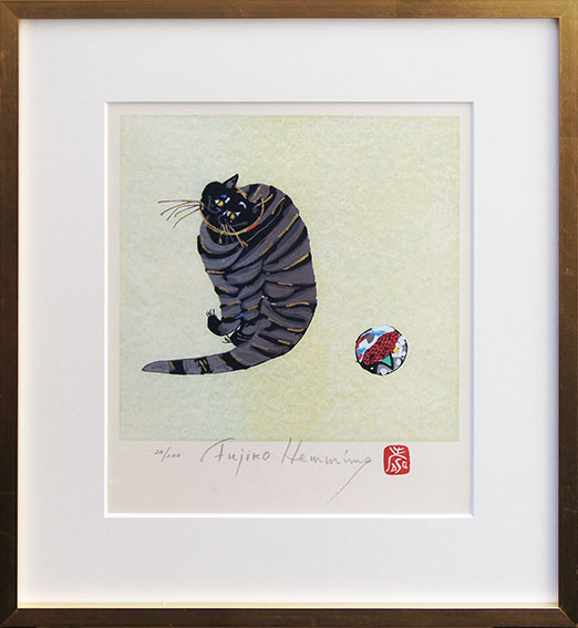 フジ子・ヘミング 「猫十態 スージィー」直筆サイン・15/200部 木版☆F22