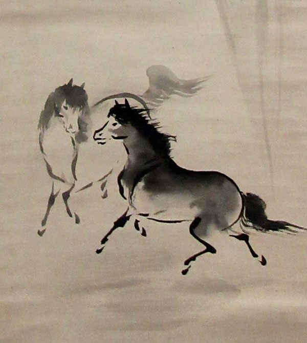 g*d様 綱島静観『黄昏 たそがれ』共箱 明治 岡山 橋本雅邦師事 掛軸