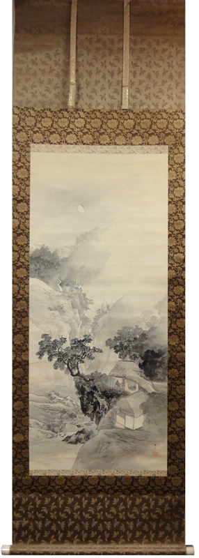 川端玉章自筆『枝垂柳に鶯図』掛軸 川端玉章自筆『枝垂柳