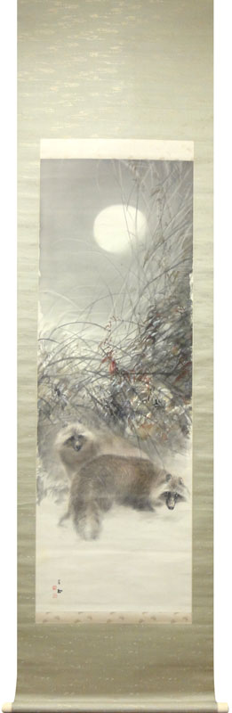 大橋翠石 朧月雙狸之図/Web書画ミュージアム