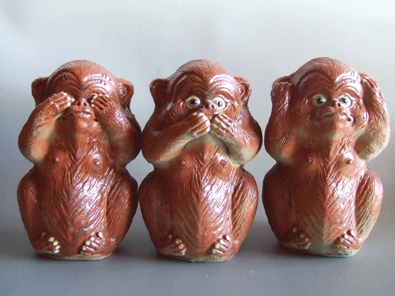 見ざる言わざる聞かざる（猿⇒去る）｜中村陶器 信楽焼の通販サイト