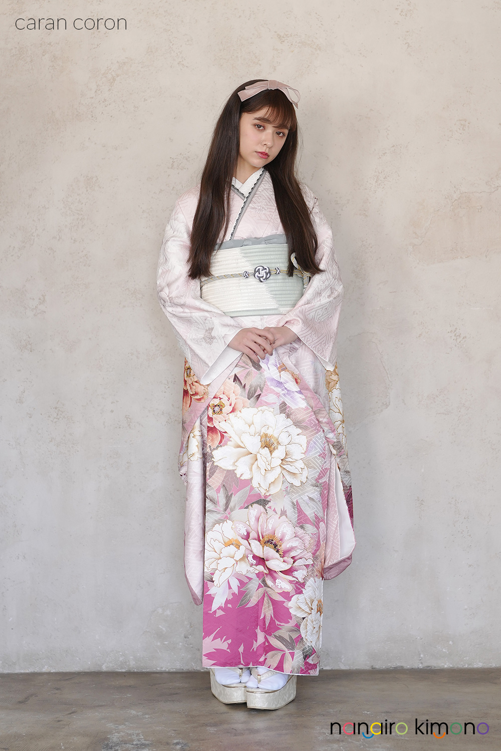 ナナイロキモノWEBショップ / 振袖フルセット｜白地ピンク色・ガーリー