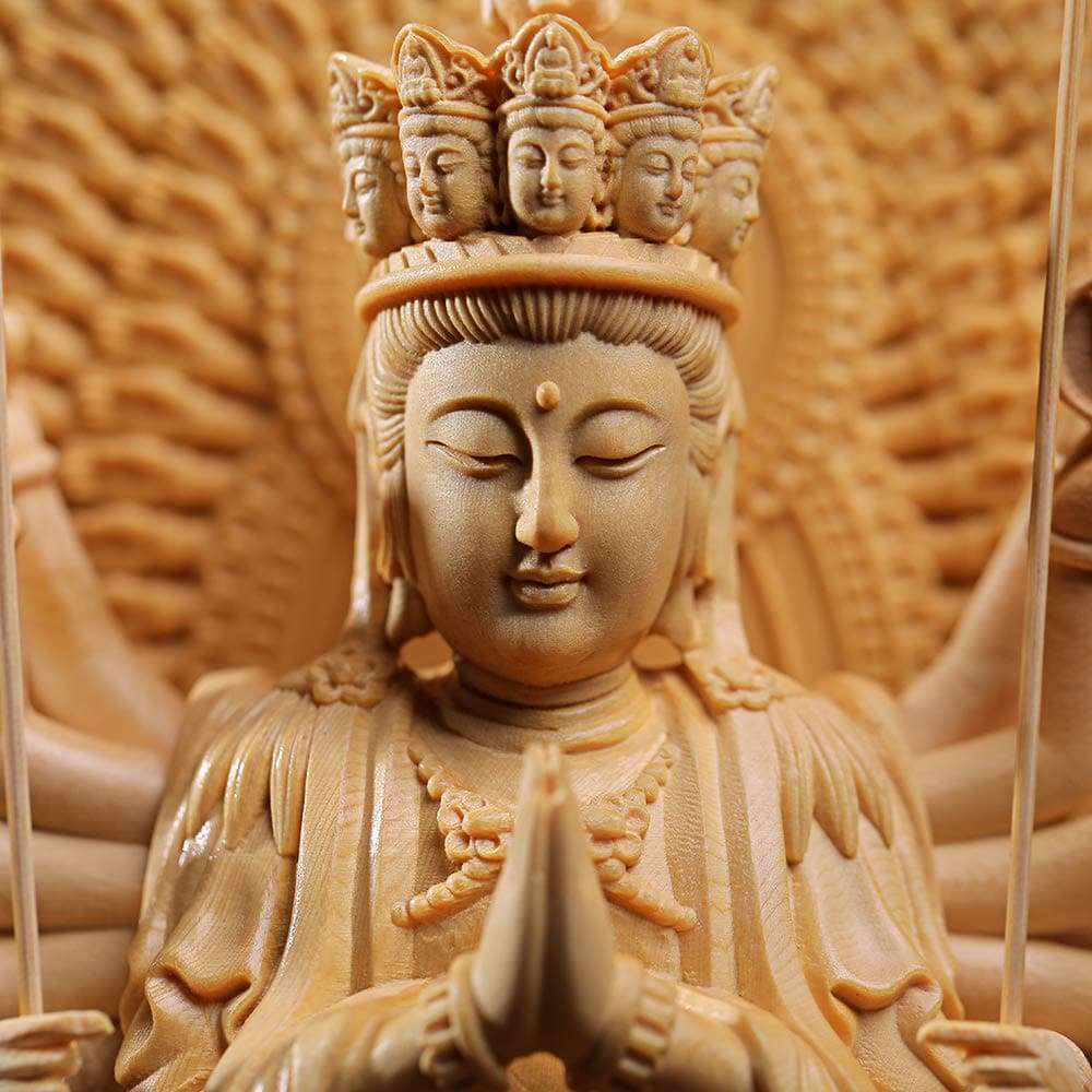 木彫り 仏像 千手観音 千手千眼観自在菩薩 – 念珊閣仏像