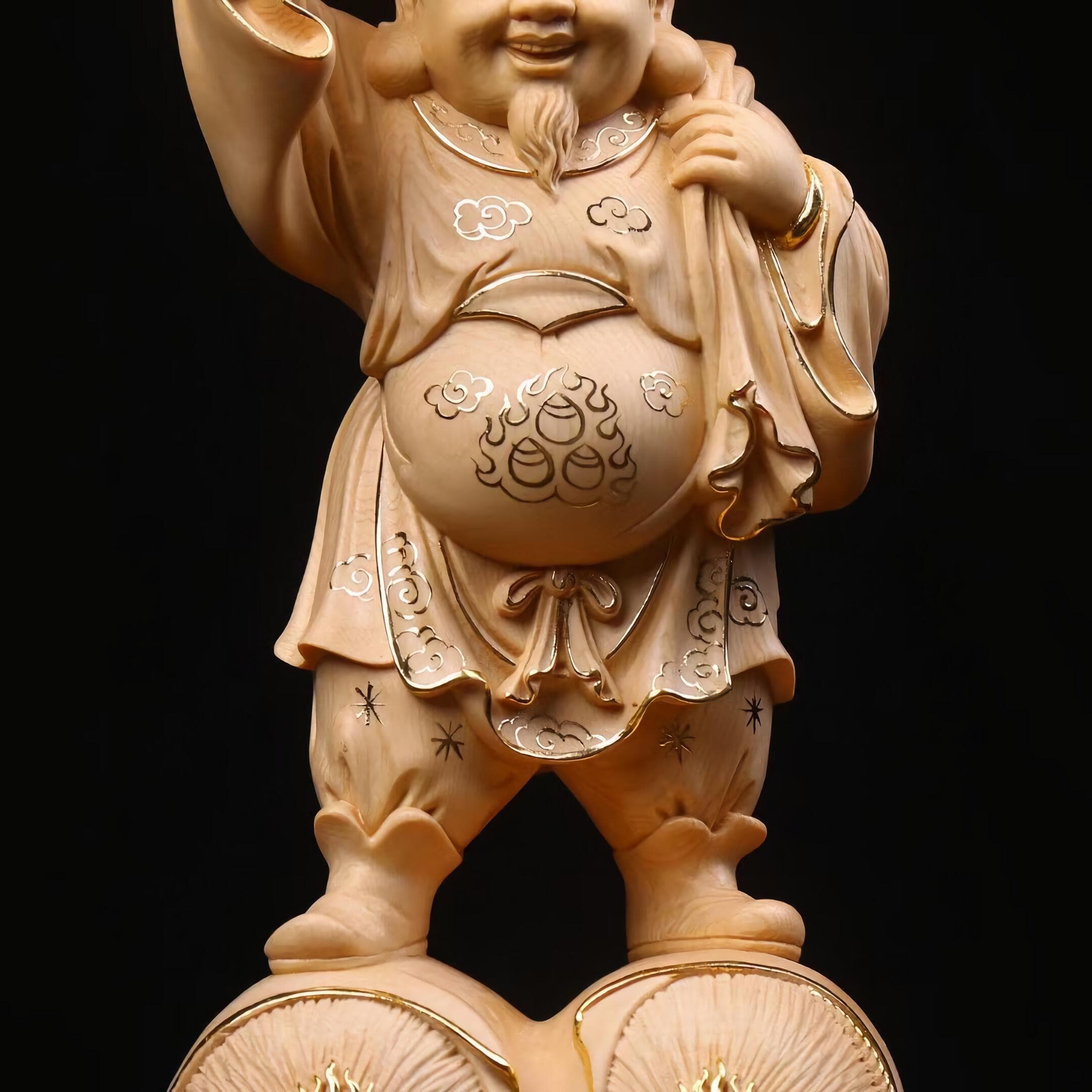 木製 大黒天 縁起物 商売繁盛 お祝い 開運 高さ約30cm 置物 七福神 金