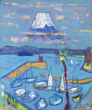 Y338 佐藤泰生 油彩画 「ダリアと百合と薔薇」 ガラス絵 日動画廊取扱 J