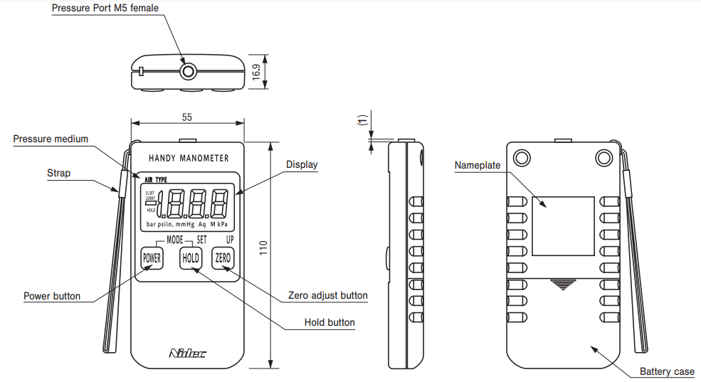 Handheld digital manometer PG-100N｜NIDEC COMPONENTS USA