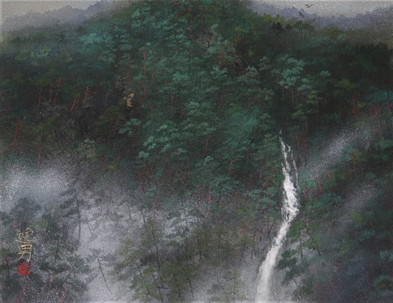 大野逸男作1.8尺横富士 高さ約145cm 幅約67cm 太巻二重箱 院展特待