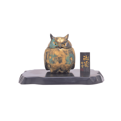 k1580 梟 香炉 鉄器 お香 フクロウ 骨董 レトロ 置物 香立 フクロウ(小