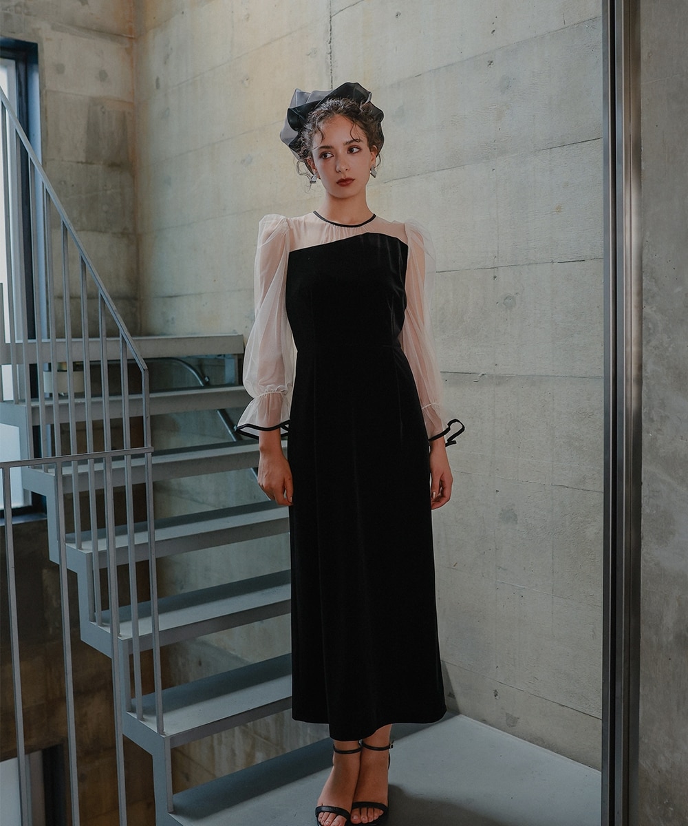 結婚式・パーティー・オケージョンドレス】アシメデザインベロア