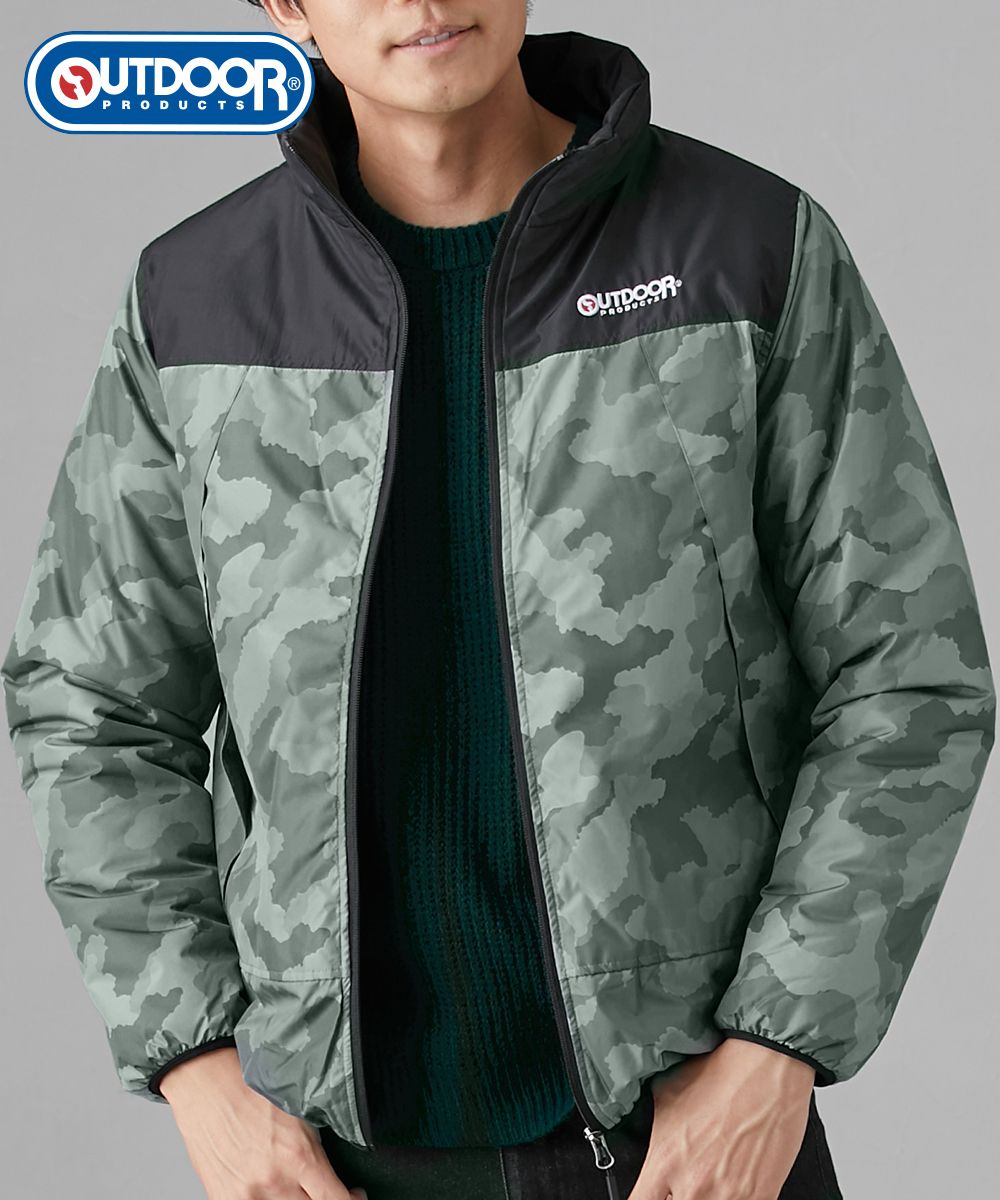はっ水・中綿スタンドフルジップジャケット（迷彩）/アウトドア